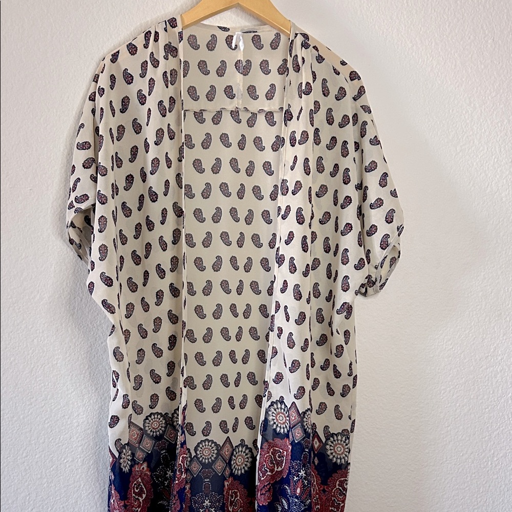 Live 4 Truth Cream and Navy Paisley Kimono